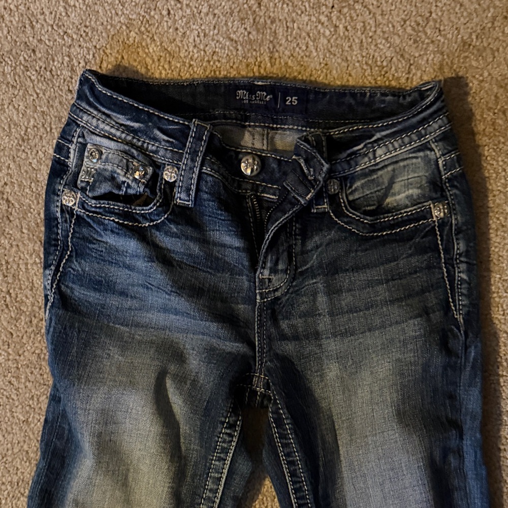 Miss Me Boot Cut Jeans in Dark Blue Wash